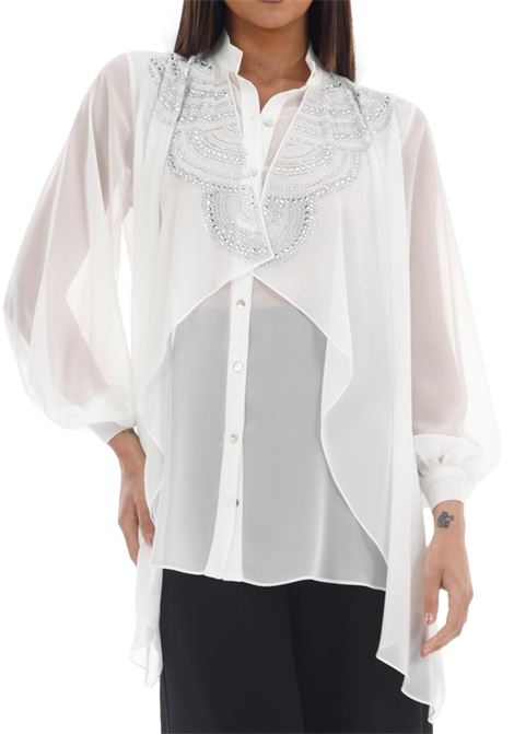 Chiffon shirt with ruffles and jewel appliqués GAI MATTIOLO | shirts | LV08911055
